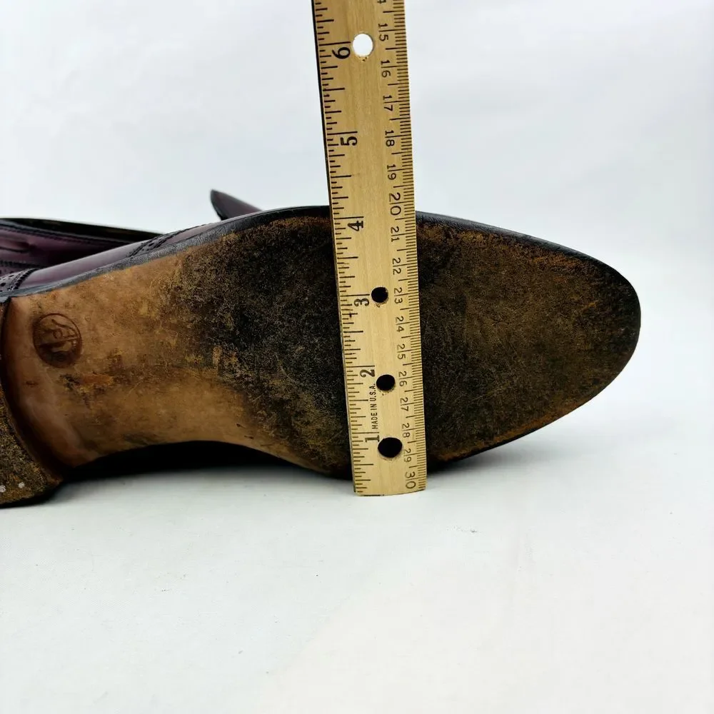 Wright Kiltie Tassel Wingtip‎ Loafer Mens 11 Burgundy Leather Slip On Whippet II
